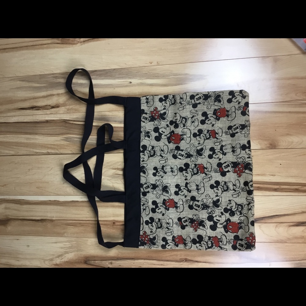 Mickey Minnie Mouse burlap bag tote